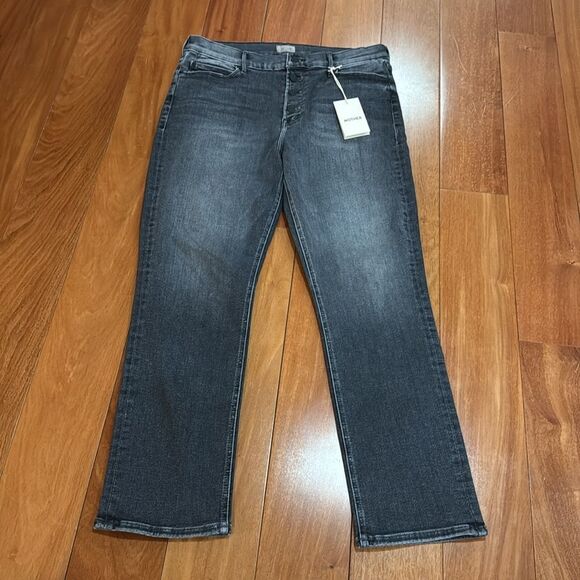 NWT MOTHER Women's Pixie Mid Rise Dazzler Ankle Up in Smoke Jeans size 33 - Picture 4 of 15